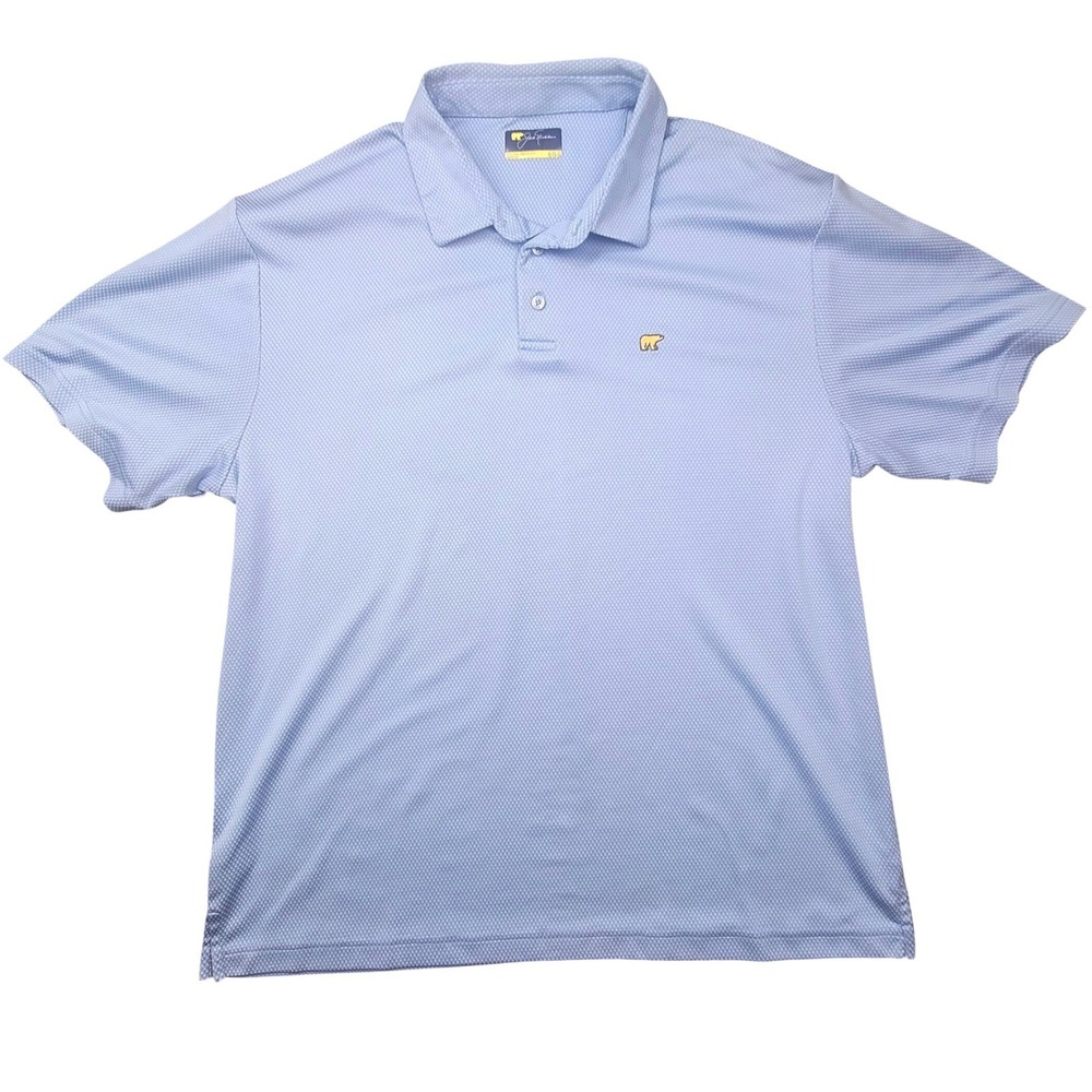 Jack Nicklaus Mens XL Blue Micro Textured Golden Bear Logo Golf Polo Shirt